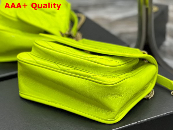 Saint Laurent Niki Baby Chain Bag in Neon Yellow Crinkled Lambskin Replica