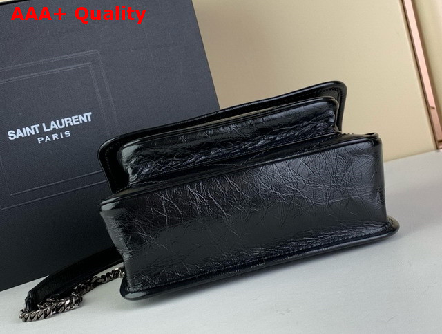 Saint Laurent Niki Baby Flap Bag in Black Vintage Calf Leather Replica