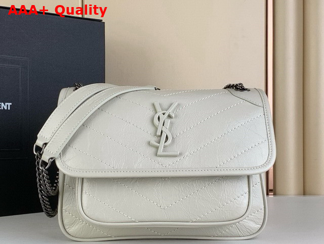 Saint Laurent Niki Baby Flap Bag in Blanc Vintage Calf Leather Replica