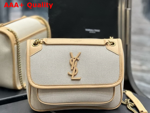 Saint Laurent Niki Baby in Canvas and Vegetable Tanned Leather Replica