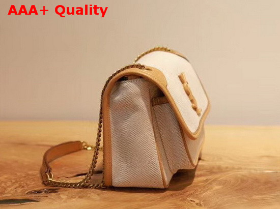 Saint Laurent Niki Baby in Cotton Canvas and Vintage Leather Natural Beige Replica