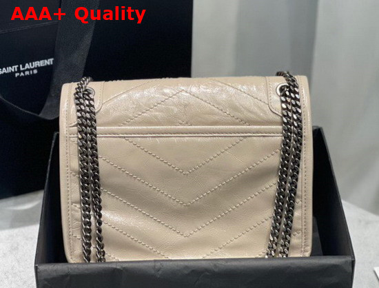 Saint Laurent Niki Baby in Cream Crinkled Vintage Leather Replica