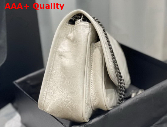 Saint Laurent Niki Baby in Crinkled Vintage Leather Blanc Vintage Replica