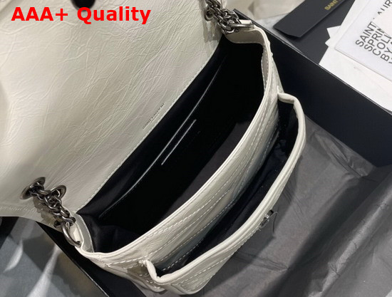 Saint Laurent Niki Baby in Crinkled Vintage Leather Blanc Vintage Replica