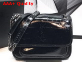 Saint Laurent Niki Baby in Crocodile Embossed Patent Leather Black Replica