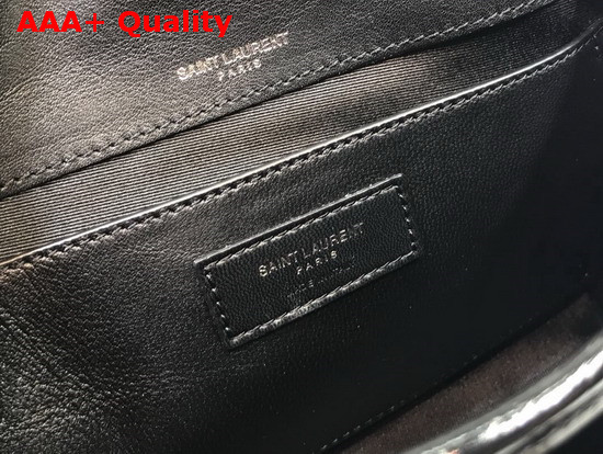 Saint Laurent Niki Baby in Crocodile Embossed Patent Leather Black Replica