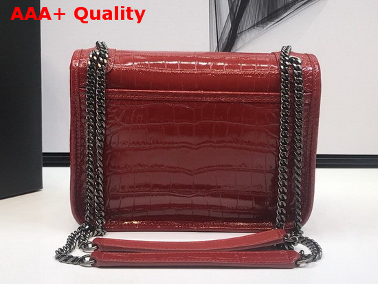 Saint Laurent Niki Baby in Crocodile Embossed Patent Leather Red Replica