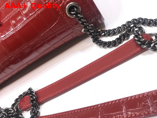 Saint Laurent Niki Baby in Crocodile Embossed Patent Leather Red Replica