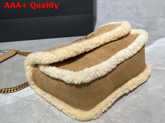 Saint Laurent Niki Baby in Nubuck and Shearling Natural Replica