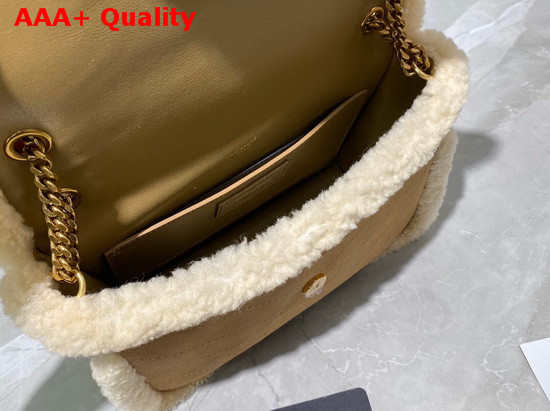 Saint Laurent Niki Baby in Nubuck and Shearling Natural Replica