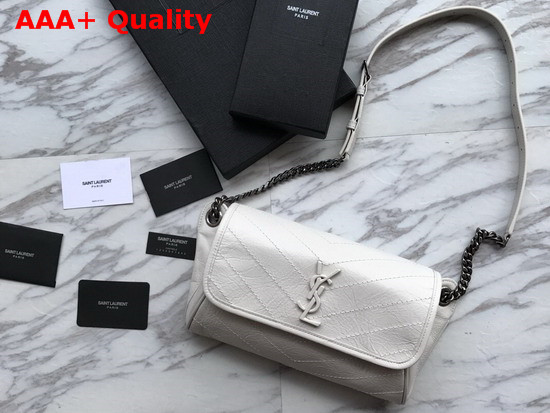 Saint Laurent Niki Body Bag in Blanc Crinkled Vintage Leather Replica