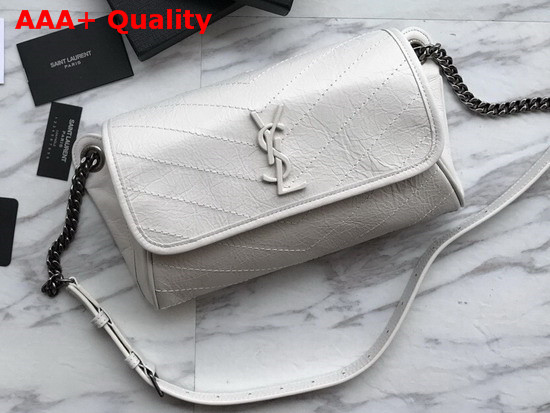 Saint Laurent Niki Body Bag in Blanc Crinkled Vintage Leather Replica