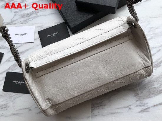 Saint Laurent Niki Body Bag in Blanc Crinkled Vintage Leather Replica