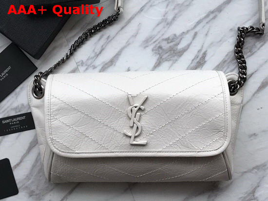 Saint Laurent Niki Body Bag in Blanc Crinkled Vintage Leather Replica