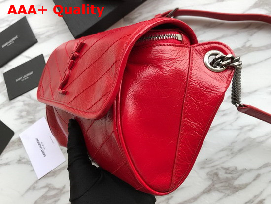 Saint Laurent Niki Body Bag in Red Crinkled Vintage Leather Replica