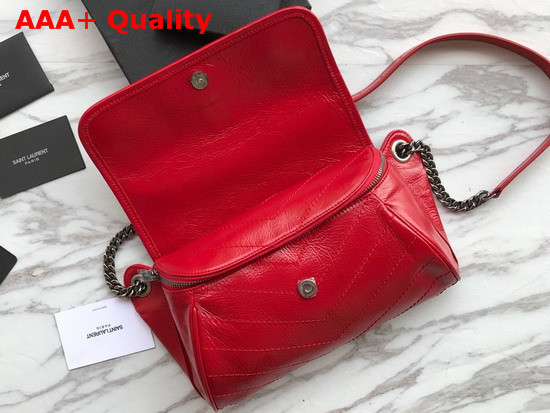 Saint Laurent Niki Body Bag in Red Crinkled Vintage Leather Replica