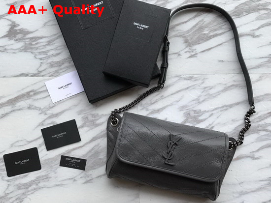 Saint Laurent Niki Body Bag in Storm Crinkled Vintage Leather Replica