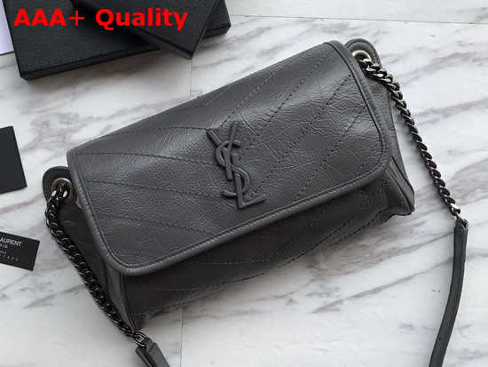 Saint Laurent Niki Body Bag in Storm Crinkled Vintage Leather Replica