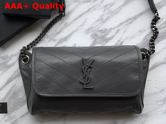 Saint Laurent Niki Body Bag in Storm Crinkled Vintage Leather Replica