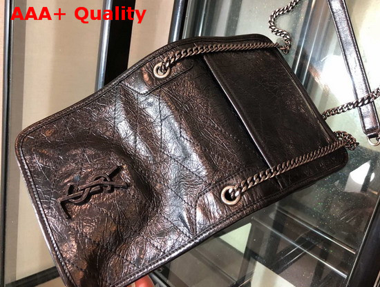 Saint Laurent Niki Chain Wallet in Black Crinkled Vintage Leather Replica