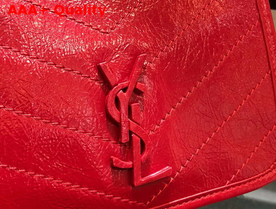 Saint Laurent Niki Chain Wallet in Eros Red Crinkled Vintage Leather Replica