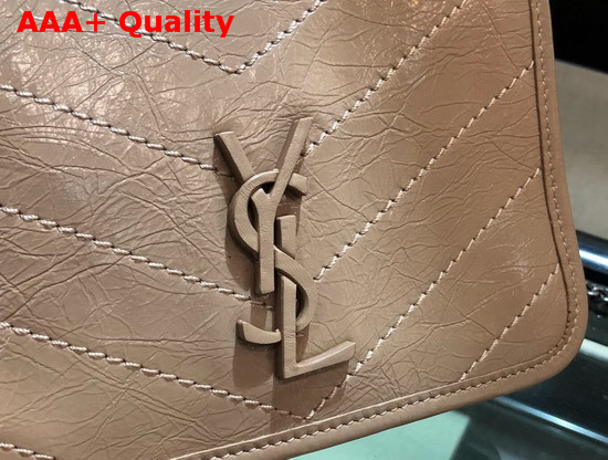 Saint Laurent Niki Chain Wallet in Light Natural Crinkled Vintage Leather Replica