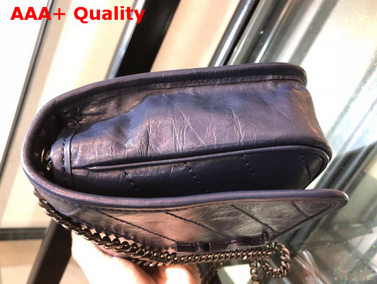 Saint Laurent Niki Chain Wallet in Navy Crinkled Vintage Leather Replica