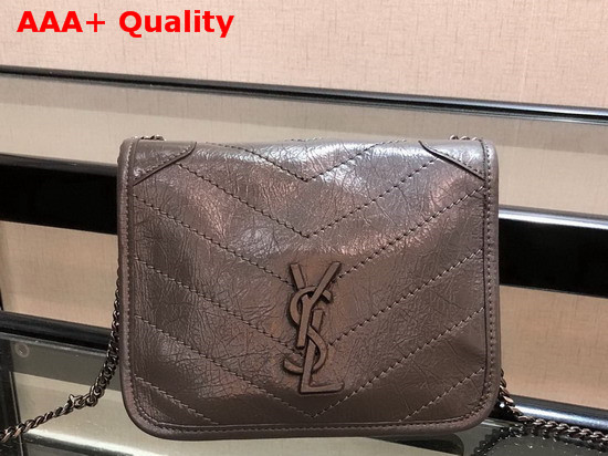 Saint Laurent Niki Chain Wallet in Storm Crinkled Vintage Leather Replica