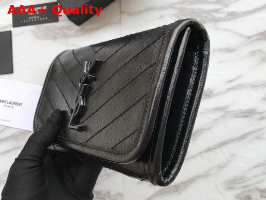 Saint Laurent Niki Large Wallet Black Crinkled Vintage Leather Replica