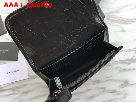 Saint Laurent Niki Large Wallet Black Crinkled Vintage Leather Replica