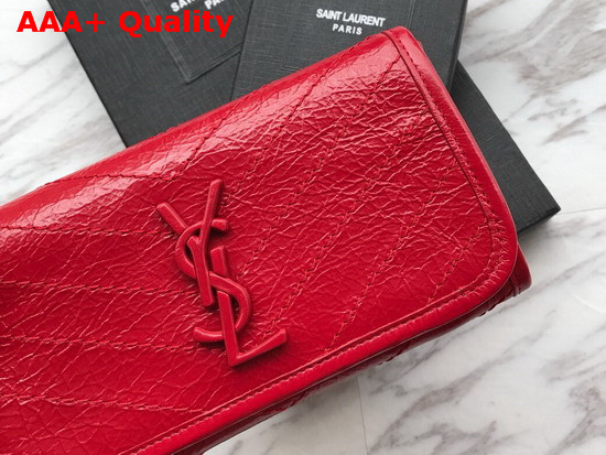 Saint Laurent Niki Large Wallet Eros Red Crinkled Vintage Leather Replica