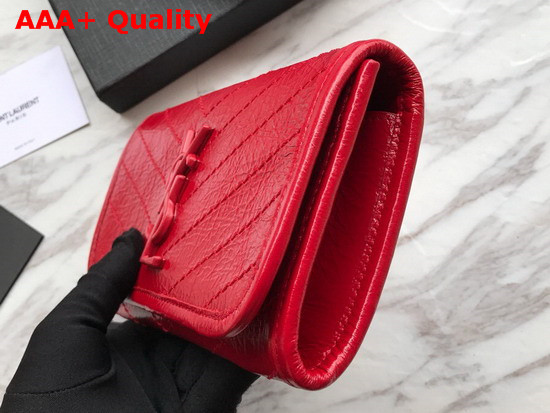 Saint Laurent Niki Large Wallet Eros Red Crinkled Vintage Leather Replica