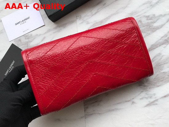 Saint Laurent Niki Large Wallet Eros Red Crinkled Vintage Leather Replica