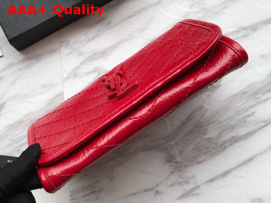 Saint Laurent Niki Large Wallet Eros Red Crinkled Vintage Leather Replica