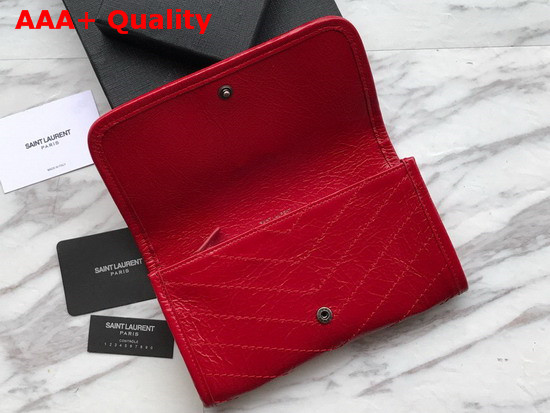 Saint Laurent Niki Large Wallet Eros Red Crinkled Vintage Leather Replica