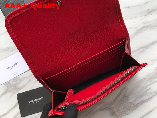 Saint Laurent Niki Large Wallet Eros Red Crinkled Vintage Leather Replica