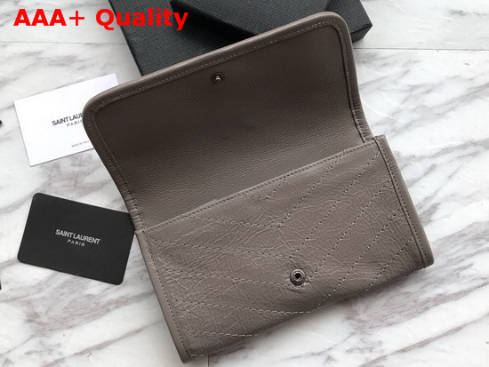 Saint Laurent Niki Large Wallet Grey Crinkled Vintage Leather Replica