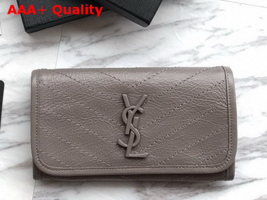 Saint Laurent Niki Large Wallet Grey Crinkled Vintage Leather Replica