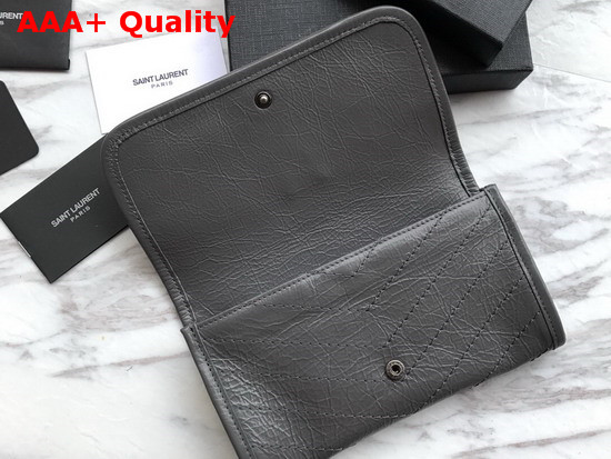 Saint Laurent Niki Large Wallet Storm Crinkled Vintage Leather Replica