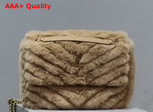 Saint Laurent Niki Medium Bag in Beige Rabbit Fur Replica