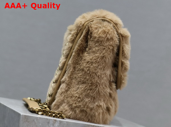 Saint Laurent Niki Medium Bag in Beige Rabbit Fur Replica