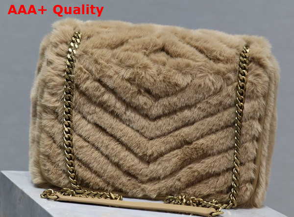 Saint Laurent Niki Medium Bag in Beige Rabbit Fur Replica