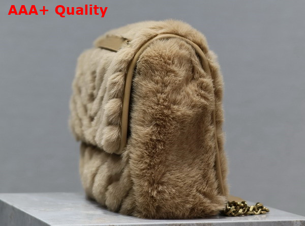 Saint Laurent Niki Medium Bag in Beige Rabbit Fur Replica