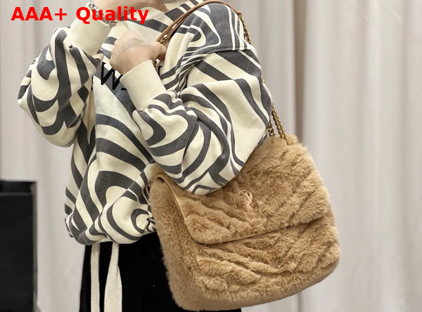 Saint Laurent Niki Medium Bag in Beige Rabbit Fur Replica