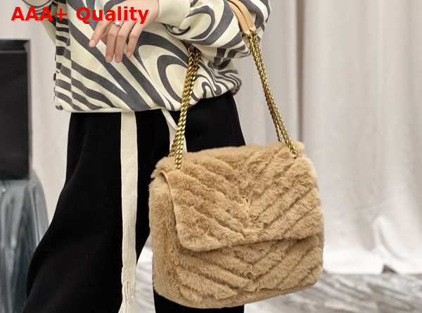 Saint Laurent Niki Medium Bag in Beige Rabbit Fur Replica