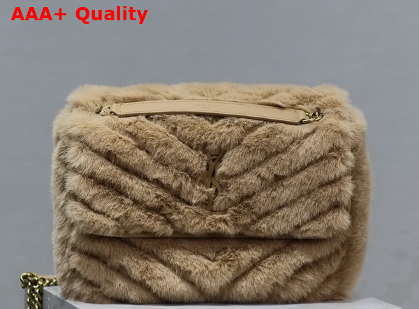 Saint Laurent Niki Medium Bag in Beige Rabbit Fur Replica