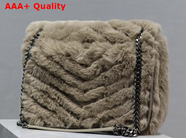 Saint Laurent Niki Medium Bag in Grey Rabbit Fur Replica