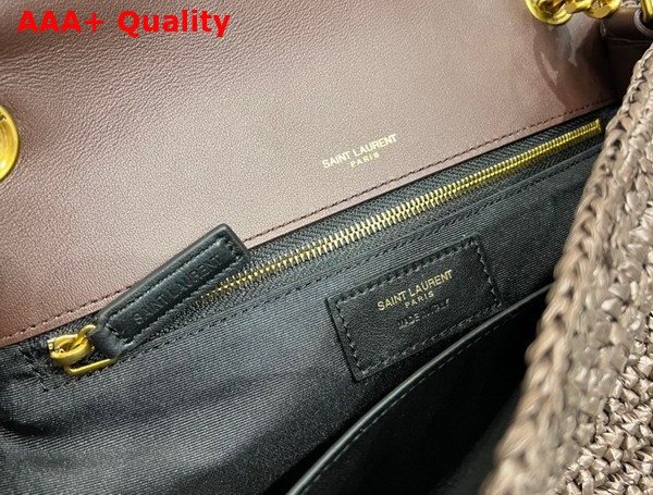 Saint Laurent Niki Medium Chain Bag in Brown Raffia and Leather Replica