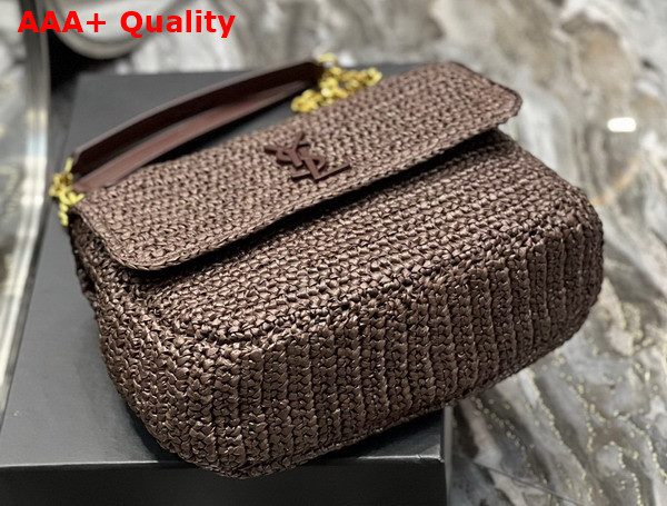 Saint Laurent Niki Medium Chain Bag in Brown Raffia and Leather Replica