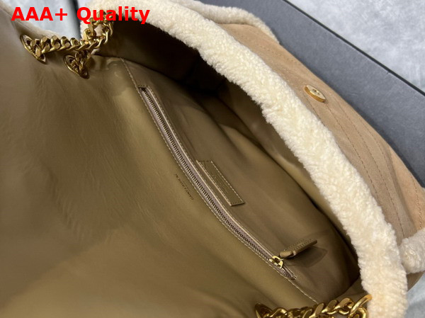 Saint Laurent Niki Medium Chain Bag in Natural Beige Suede and Shearling Replica